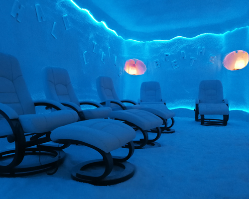 Essendon Salt Cave interior showing therapeutic salt walls and ambient lighting